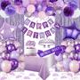 Imagem de Decorações de Aniversário Roxas e Rosa - Balões, Banner, Faixa e Coroa