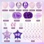 Imagem de Decorações de Aniversário Roxas e Rosa - Balões, Banner, Faixa e Coroa