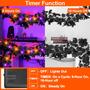 Imagem de Decorações de Halloween Guirlanda preta de Halloween TURNMEON com temporizador de 13 pés e 40 LED