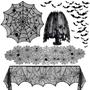 Imagem de Decorações de Halloween, pacote com 5 toalhas de mesa Spider Web e muito mais