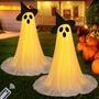 Imagem de Decorações de Halloween WLLEYAY Ghosts Lights, 2 pacotes com controle remoto