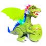 Imagem de Dinossauro de Brinquedo Tiranossauro com Ovo Anda Luzes Coloridas e Filhote Verde