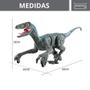 Imagem de Dinossauro Velociraptor Recarregável C/ Controle Remoto Som e Luz Articulado - Zoop