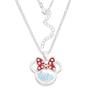 Imagem de Disney Birthstone Mulheres e Meninas Joias Minnie Mouse Prata Banhada Março Aquamarine Luz Azul Cúbico Zirconia Shaker Pingente Colar, 18+2" Extensor