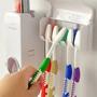 Imagem de Dispenser Aplicador de Pasta de Dente Creme Dental e Porta Escova Suporte Kit Parede Banheiro