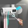 Imagem de Dispenser Automático Creme Dental Suporte Escovas Banheiro Aplicador Porta Pasta Dente Parede Banheiro UV Esterilizadora