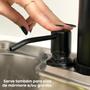 Imagem de Dispenser de Detergente Preto Dosador Inox 304 Porta Detergente de Embutir 350ml Black Fosco Cozinha Porta Sabonete Liquido de Bancada Embutido na Pia