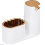 Imagem de Dispenser Detergente Pia Cozinha Com Porta Bucha Acoplado 350ml Branco Rose Gold Arthi