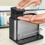 Imagem de Dispenser Detergente Sabao Liquido 3 Em 1 Aço Inox Porta Esponja Escorredor Bucha Cozinha Limpeza Organizador