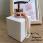 Imagem de Dispenser Porta Sabonete Líquido Saboneteira Vidro-Organizador Banheiro-Decoração Casa-Branco e Rose Gold