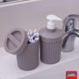 Imagem de Dispenser porta sabonete líquido suporte organizador pia banheiro lavabo plástico trama azul