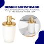 Imagem de Dispenser Porta Sabonete Saboneteira Líquido Detergente 500ml Premium Banheira Lavabo Dourado/Branco