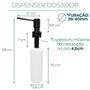 Imagem de Dispenser Preto Dosador Detergente 320ml inox 304 bico reto Bancada de embutir cozinha porta sabonete liquido Fosco Black