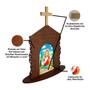 Imagem de Display Enfeite de Mesa Religioso Capelinha Oratório Jesus Cristo Mod2 20cm Mdf Madeira Imbuia