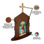 Imagem de Display Enfeite de Mesa Religioso Capelinha Oratório São Cristovão 20cm Mdf Madeira Imbuia