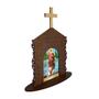 Imagem de Display Enfeite de Mesa Religioso Capelinha Oratório São Cristovão 20cm Mdf Madeira Imbuia