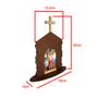 Imagem de Display Enfeite de Mesa Religioso Capelinha Oratório São Sebastião 20cm Mdf Madeira Imbuia