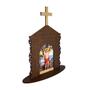 Imagem de Display Enfeite de Mesa Religioso Capelinha Oratório São Sebastião 20cm Mdf Madeira Imbuia