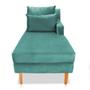 Imagem de Divã Chaise Jade 1,60 Cm Pés chanfrado Suede Azul Turqueza