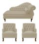 Imagem de Divã Larissa 150 cm Esquerdo de quem senta e 2 Poltronas Genesis Suede Bege - LM DECOR