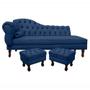 Imagem de Divã Recamier Namoradeira Larissa 140cm com Capitonê - Direita + 02 Puffs Retrô Suede - Ecotec Decor