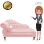 Imagem de Divã Recamier Namoradeira Larissa 150cm Esquerdo de Quem Senta Suede Rosa Bebe - DL DECOR
