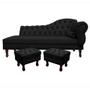 Imagem de Divã Recamier Namoradeira Larissa 185cm com Capitonê - Esquerda + 02 Puffs Retrô Suede - Ecotec Decor