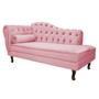 Imagem de Divã Recamier Sofá Juliana 140cm Lado Direito Suede Rosa Bebê Sala de Estar Recepção Quarto Escritório Capitonê Luis XV - AM Decor