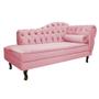 Imagem de Divã Recamier Sofá Juliana 160cm Lado Esquerdo Suede Rosa Bebê Sala de Estar Recepção Quarto Escritório Capitonê Luis XV - AM Decor