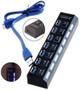 Imagem de Divisor de Hub USB 3.0 com 7 portas com interruptor de alimentação individual para laptop e PC (preto)
