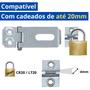 Imagem de Dobradiça Fecho Porta Gaveta Armário 14Cm + Cadeado 20Mm