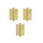 Imagem de Dobradiça para porta dourada brilho 4 x 3 anel latão 42 kg - jogo 3 peças + parafusos - reforçada - u. mundial
