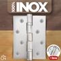 Imagem de Dobradiça para Porta Embutir Inox com Rolamento 4" X 3" 2.5mm 90kg - Kit com 3 uni
