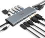 Imagem de Dock Hub Akasa USB tipo C 14 em 1 4K HDMI, VGA, USB 3.2, USB 2.0, Ethernet, leitor de cartão, entrada de áudio PD de 60W