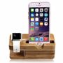 Imagem de Dock Stand Suporte Mesa Base Madeira compatível com Apple Watch e Iphone