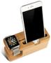 Imagem de Dock Stand Suporte Mesa Base Madeira compatível com Apple Watch e Iphone