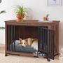Dog Crate Furniture Suumerpety com bandeja removível e 2 tigelas Imagem de Dog Crate Furniture Suumerpety com bandeja removível e 2 tigelas