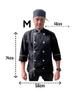 Imagem de Dolma preta m com friso e botão branco manga 3/4 unissex chef jaleco cozinha
