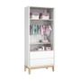 Imagem de Dormitório Completo Infantil Classic 2 Portas, Cômoda 6 Gavetas, Berço Branco Fosco com Pés Madeira Natural e Colchão D18 - Reller Móveis
