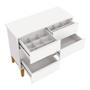 Imagem de Dormitório Completo Infantil Classic 2 Portas, Cômoda 6 Gavetas, Berço Branco Fosco com Pés Madeira Natural e Colchão D18 - Reller Móveis