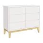 Imagem de Dormitório Completo Infantil Classic 2 Portas, Cômoda 6 Gavetas, Berço Branco Fosco com Pés Madeira Natural e Colchão D18 - Reller Móveis