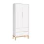 Imagem de Dormitório Completo Infantil Classic 2 Portas, Cômoda 6 Gavetas e Berço Branco Fosco com Pés Madeira Natural - Reller Móveis