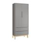 Imagem de Dormitório Completo Infantil Classic 2 Portas, Cômoda 6 Gavetas e Berço Cinza Fosco com Pés Madeira Natural - Reller Móveis