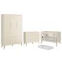 Imagem de Dormitório Completo Infantil Theo 3 Portas, Cômoda 6 Gavetas, Berço com Pés Madeira Natural e Colchão D18 - Reller Móveis