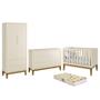 Imagem de Dormitório Infantil Classic 2 Portas, Cômoda 1 Porta, Berço com Pés Amadeirado e Colchão D18 - Reller Móveis