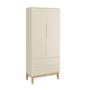 Imagem de Dormitório Infantil Classic 2 Portas, Cômoda 1 Porta, Berço com Pés Madeira Natural e Colchão - Reller Móveis