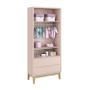Imagem de Dormitório Infantil Classic 2 Portas, Cômoda 1 Porta, Berço Rosa Fosco com Pés Madeira Natural e Colchão - Reller Móveis