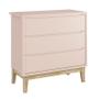 Imagem de Dormitório Infantil Classic 2 Portas, Cômoda 3 Gavetas, Berço Rosa Fosco com Pés Madeira Natural e Colchão - Reller Móveis
