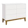 Imagem de Dormitório Infantil Classic 2 Portas, Cômoda 6 Gavetas, Berço Branco Fosco com Pés Amadeirado e Colchão - Reller Móveis