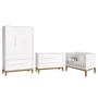 Imagem de Dormitório Infantil Classic 3 Portas, Cômoda 1 Porta e Berço Branco Fosco com Pés Amadeirado - Reller Móveis
